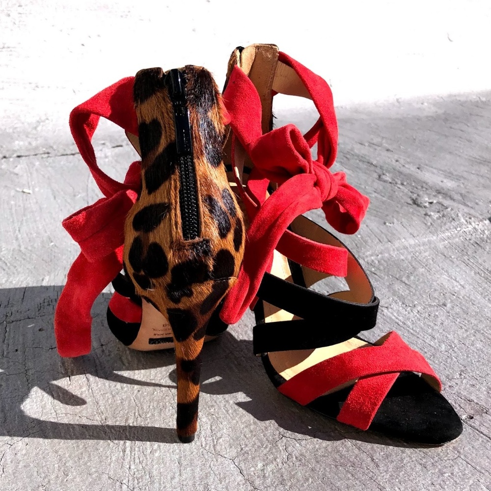 SCHUTZ Open Toe Crossover Strappy Sandal Heels 7.5